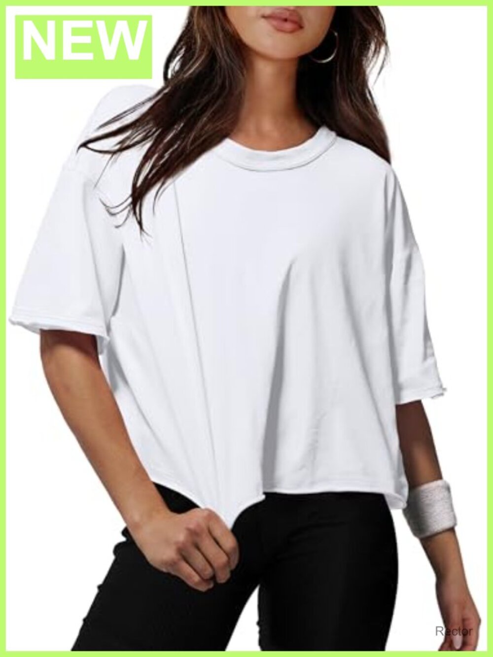 Cotton Oversized Crop Top Drop Shoulder Workout Tee